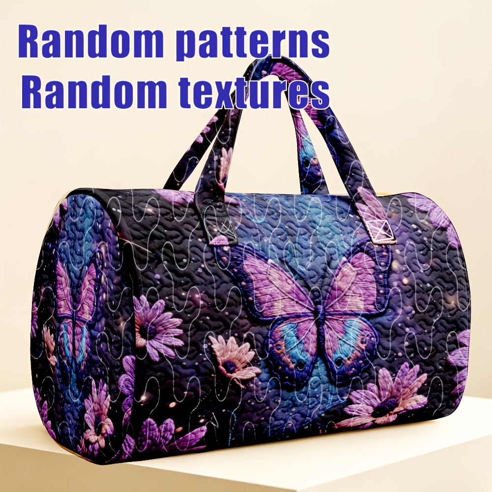 TEMU 1pc Bloom Pattern Quilted Boston Bag, Chrysanthemum Stardust Theme Dark Floral Mystical Style Travel Tote Bag Suitable For Love Romantic Plant