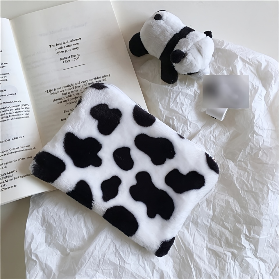 TEMU Korean Ins Mini Cow Plush Coin Purse Cute And Coin Storage