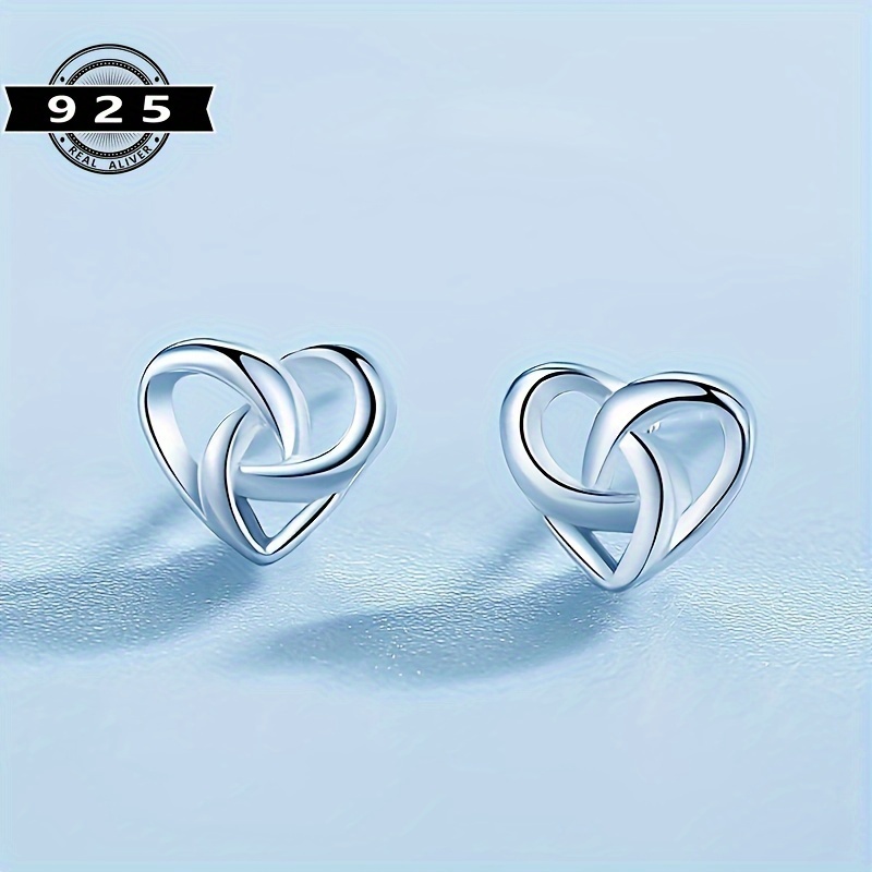 

925 Sterling Silver Heart Shaped Stud Earrings - Hypoallergenic And Elegant For
