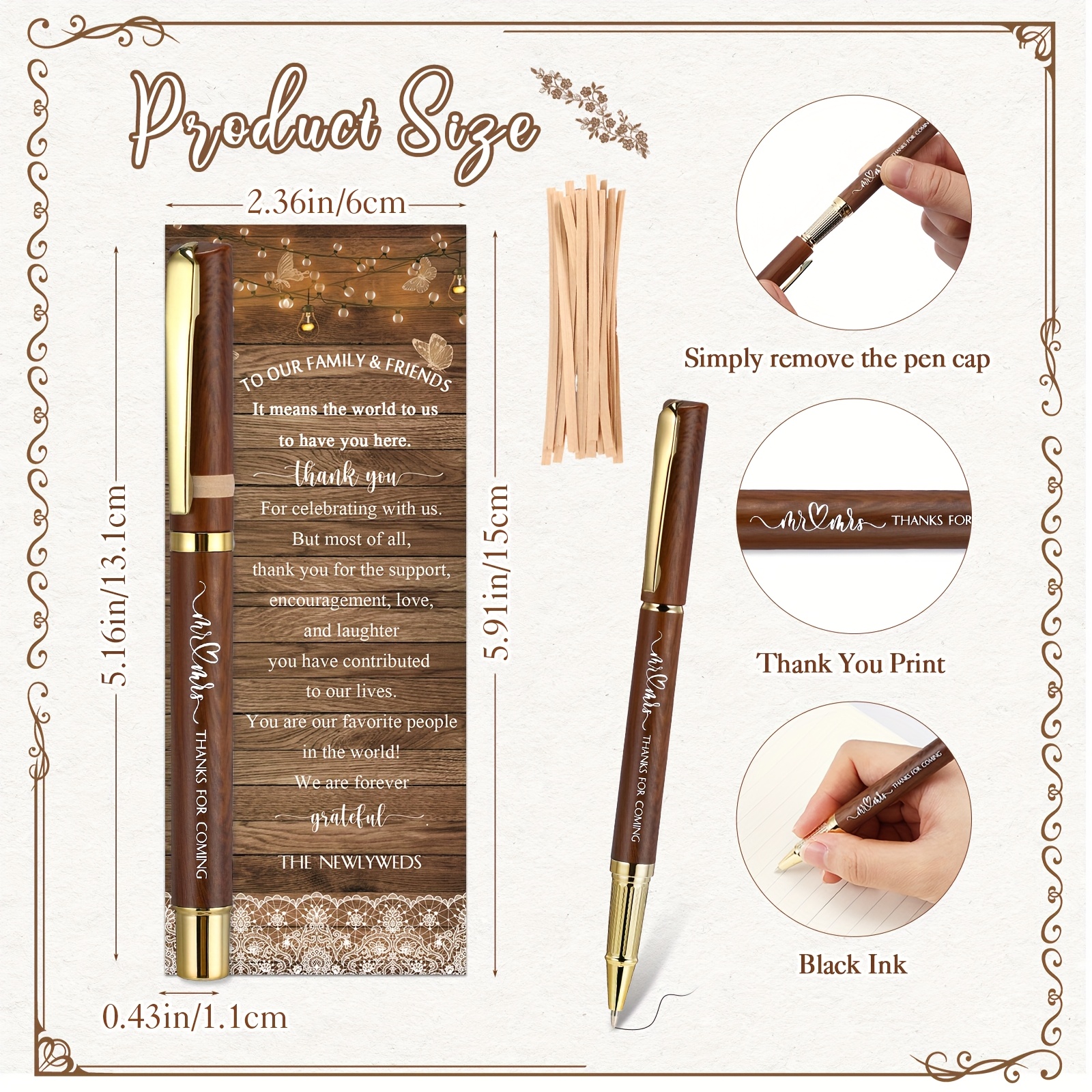 48 sets wedding pen favors guest bridal shower pens cards Temu