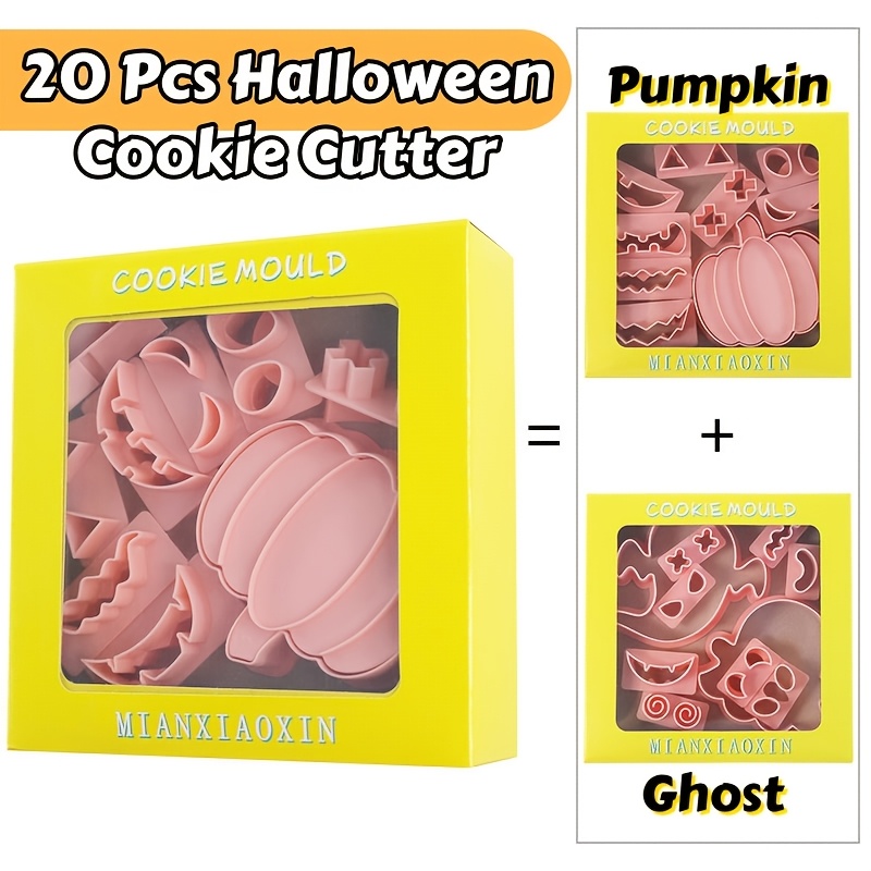 20pcs Halloween Pumpkin & Cookie Cutters, 3d Embossing Biscuits Molds For Halloween Party, Mexican Decorations