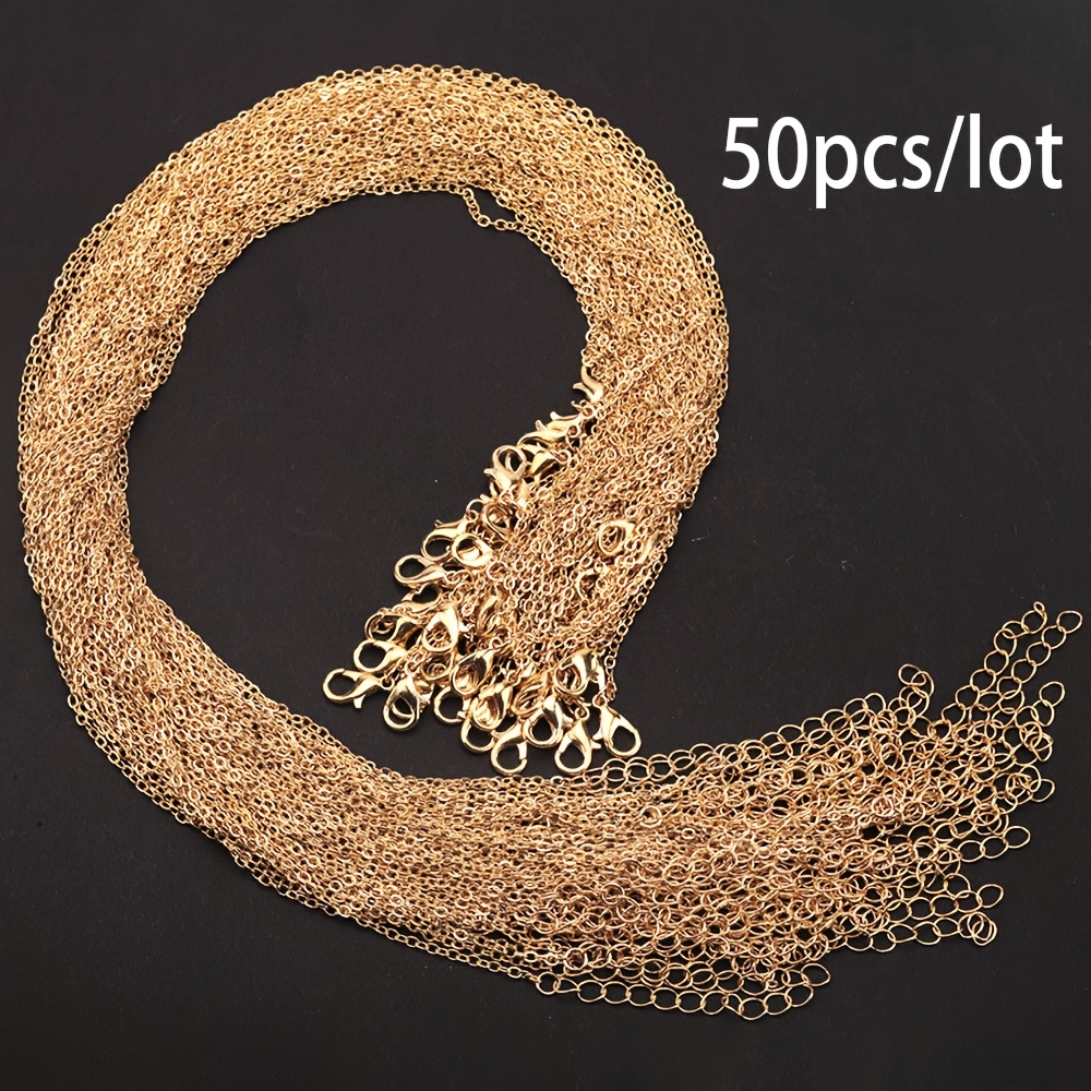 TEMU Pack Of 50 Golden And Silvery 18-inch O-link Chains For Pendants And Jewelry Necklaces