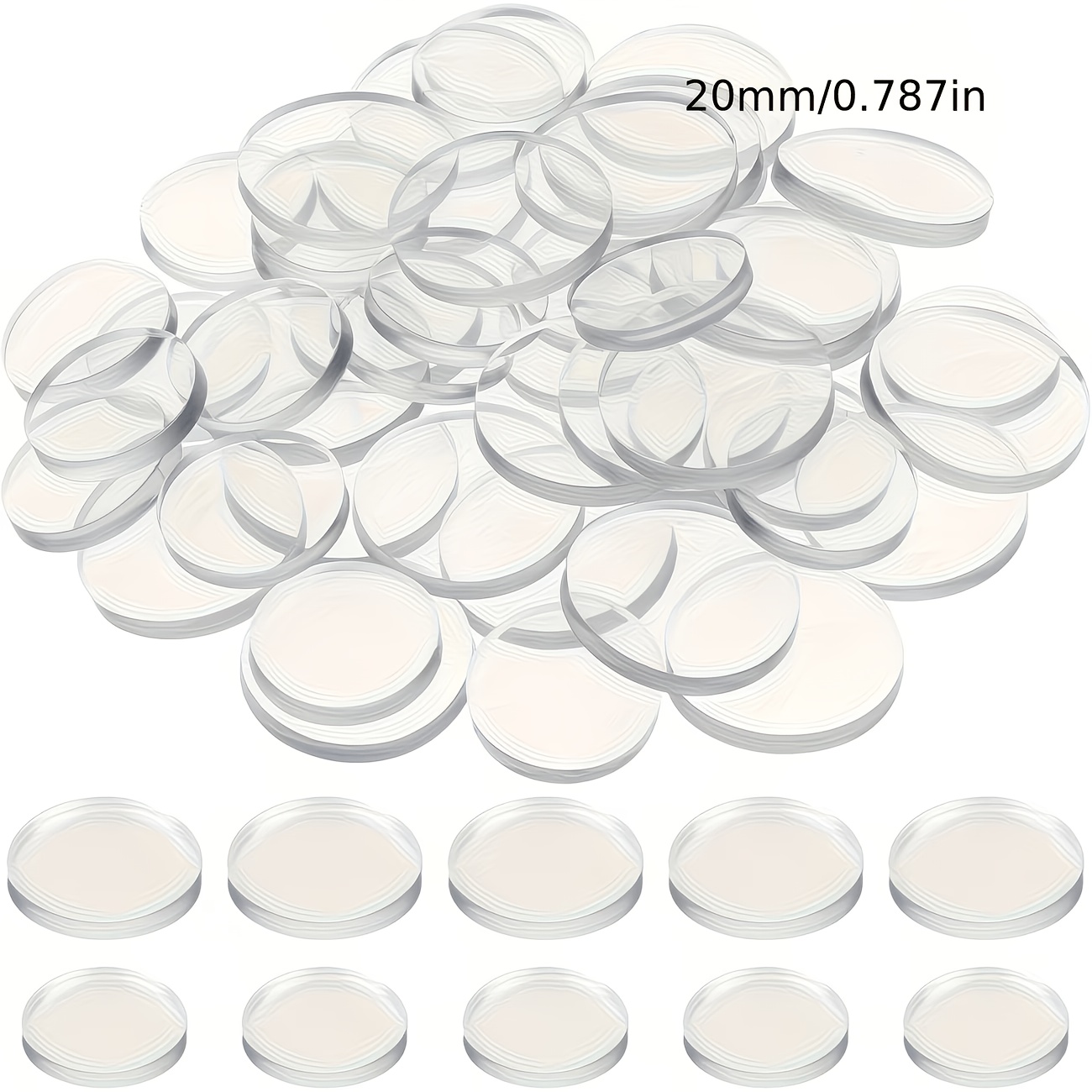 TEMU 20pcs Transparent Glass Tabletop Anti-slip Pads Non-adhesive Bumpers Round Soft Rubber Gaskets For Coffee Table/dining Table/glass Countertop