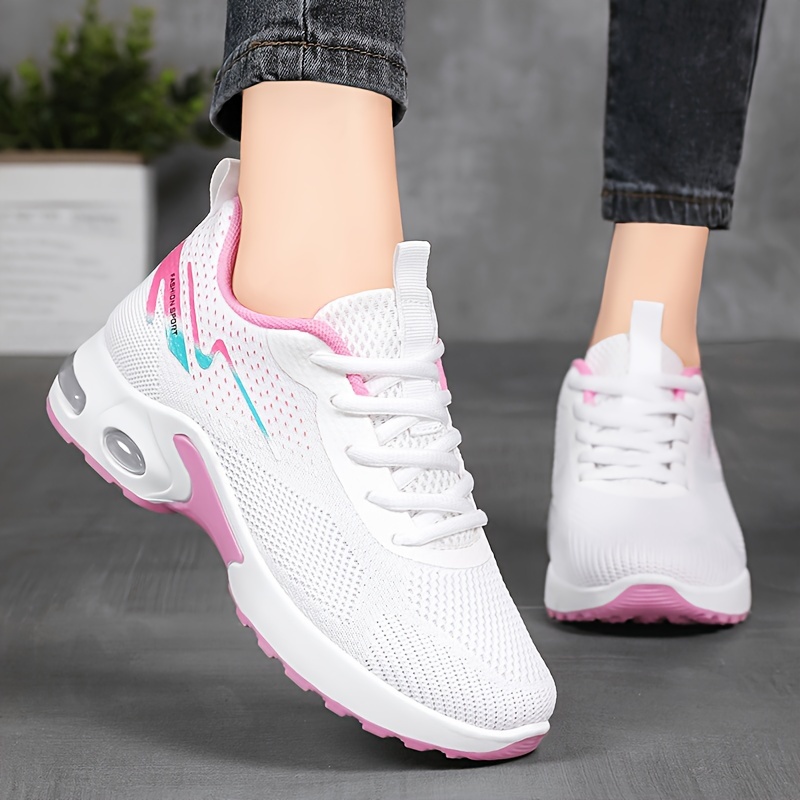 Tenis deportivos transpirables para mujer, zapatos casuales con cordones para exteriores, cómodos tenis bajos en tallas plus