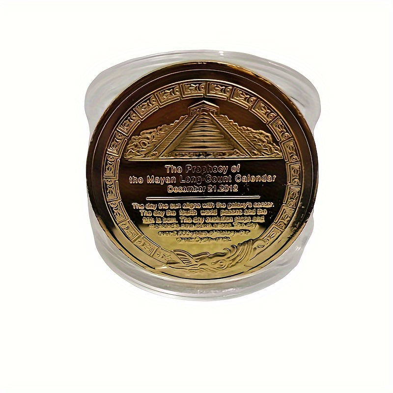 

& Aztec Inspired Commemorative Coins - Pyramid Sundial Design, Golden & Silvery , Events, Magic Tricks & Collectibles