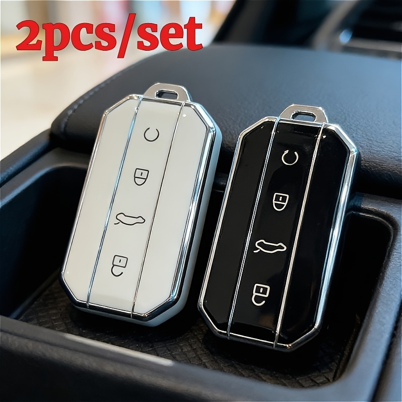 TEMU 2pcs Set Car Key Case Covers For Chery J7/j5 5 (2025/2026), Tpu Car Key Protective Case, Fashionable And Durable Car Accessory