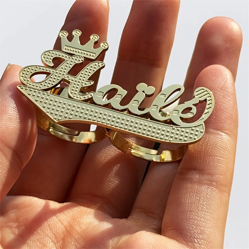 TEMU Anillo Personalizado con , Placa de 3D Grabada en una Capa, Anillo para Dedo, Unisex, Regalo para Fiestas, Aniversarios, Día de San Valentín,