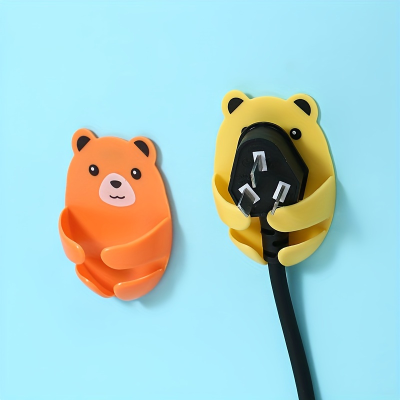 1pc/4pcs, Cartoon Hugging Bear Plug Hook, Punch-free Plug Holder, Power  Socket Plug Storage Hook, Bathroom Supplies, Home Essentials Supplies