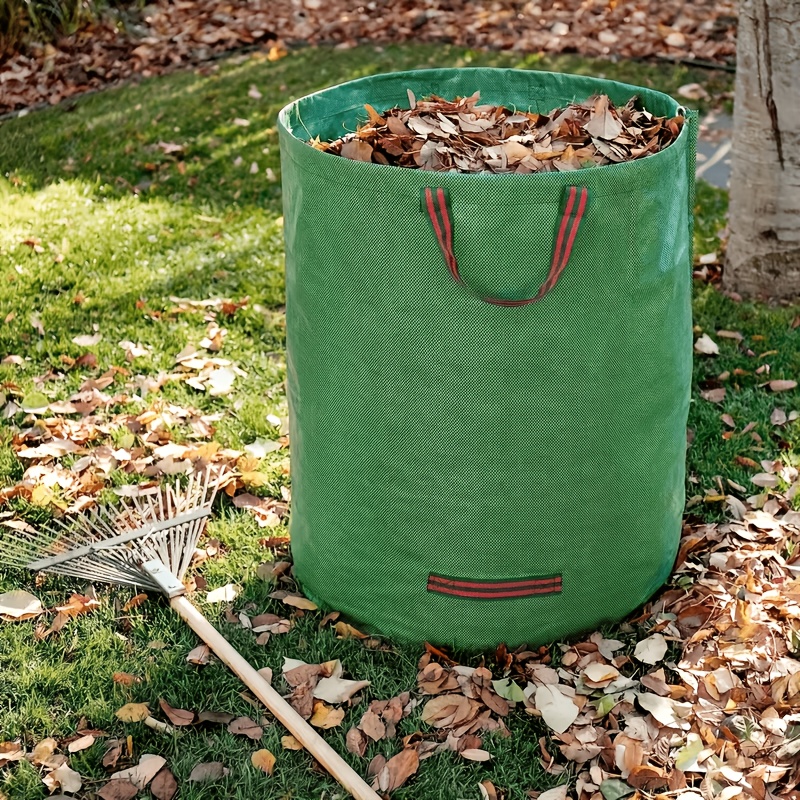 TEMU Bolsa de jardín de polipropileno con asa, una bolsa reutilizable para desechos de jardín adecuada para recortes de césped, plantas y hojas