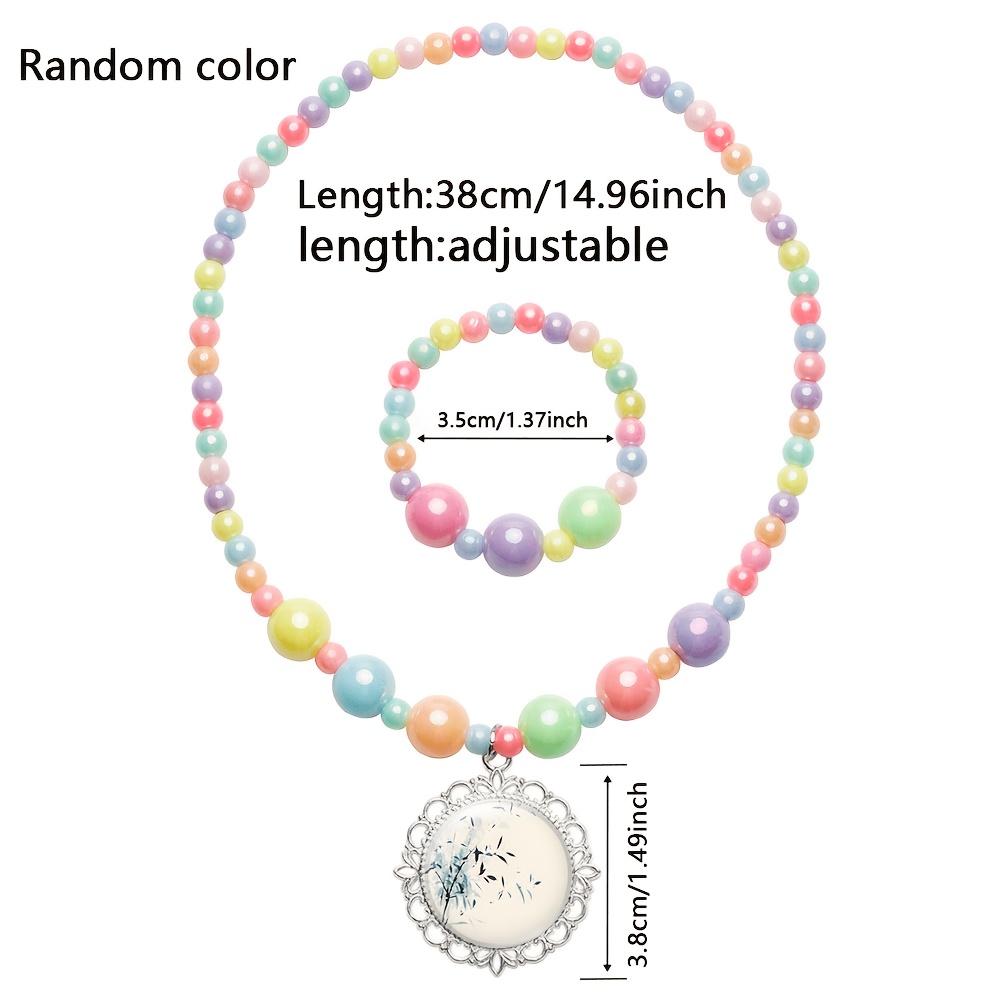 2pcs Ink Bamboo Women's Necklace & Bracelet Set, Random Colors