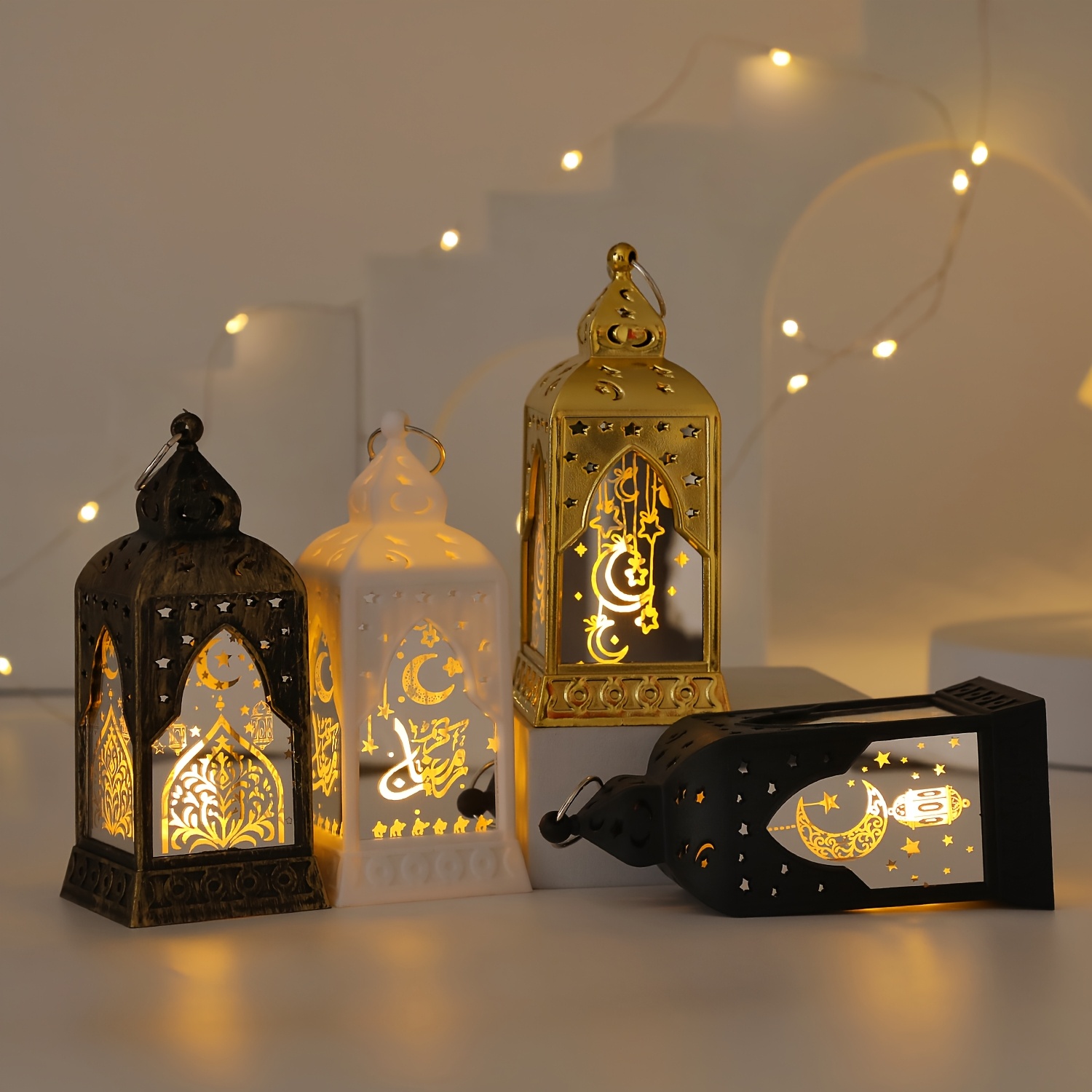 1 4pcs ramadan retro style lamp hollow star and   decorative table lamp gift ornament glowing oil lamp suitable for window and fireplace decoration bedside night lamp christmas ramadan and valentines day atmosphere decoration lamp