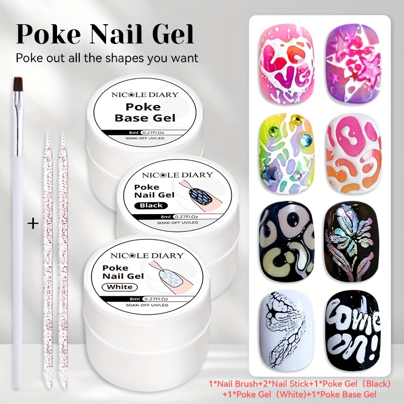 Image of Diary 8ml 6pcs/set Nail Gel With Nail Brush And Nail Stick Lace Hole Pattern Shapes Gel Nail Varnishes Manicure Nail Art Polish