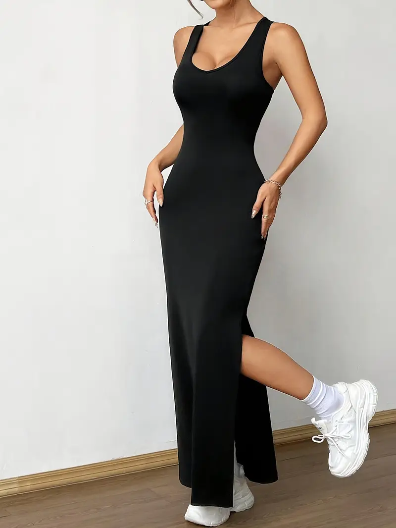 womens black sleeveless maxi dress cross back straps high - Temu Mauritius womens black sleeveless maxi dress cross back straps high - Temu Mauritius