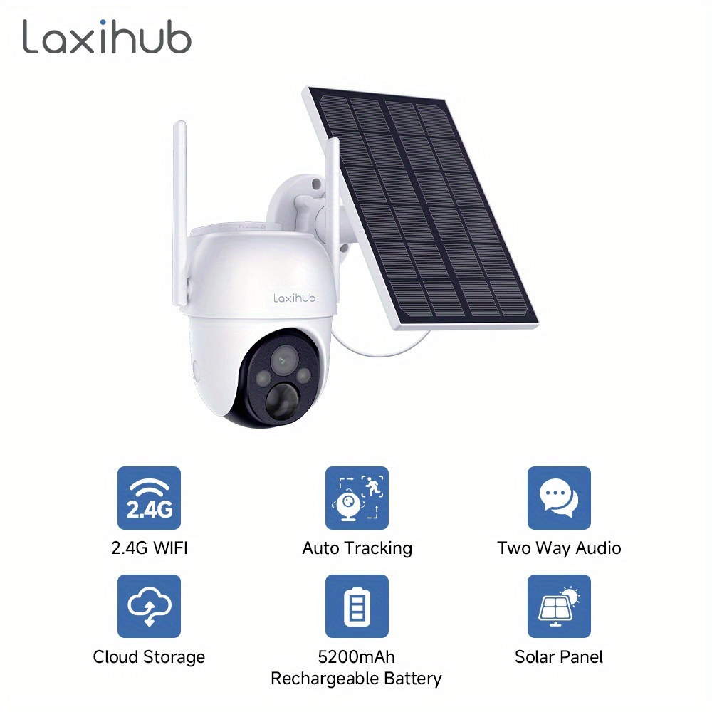 TEMU 3mp Security Cameras Wireless Outdoor Waterproof, Wireless Security Camera, Solar Security Camera 2.4ghz Wifi-ptz Camera, 100% Wire-free,