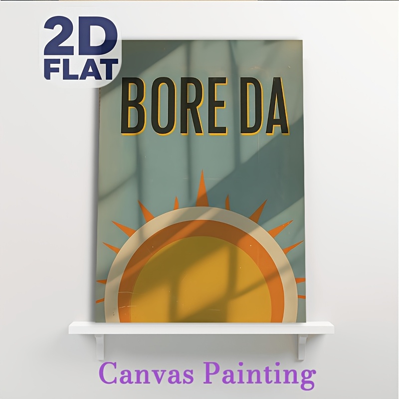 TEMU 2d Flat, 2d Flat, Unframed 2d Flat Wall Art Canvas Print, Featuring A Retro Sunshine Design With A Welsh Theme. Perfect For Home Decor, , This
