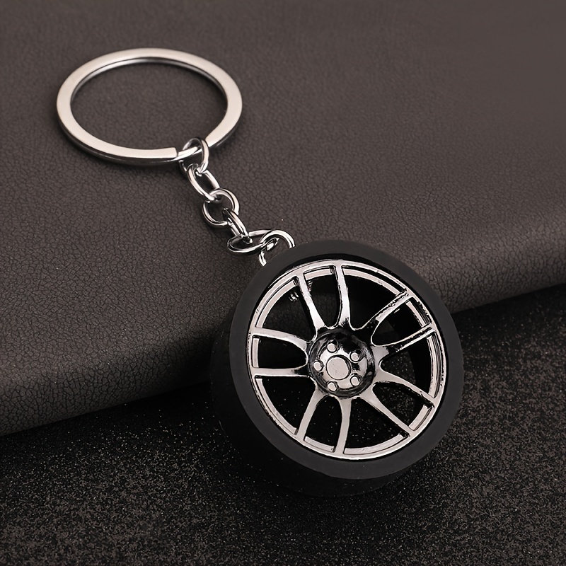 Image of A Personalized Keychain With A Brake Wheel And A Simulated Model Of A Car Tire , Perfect For Gifting Or .