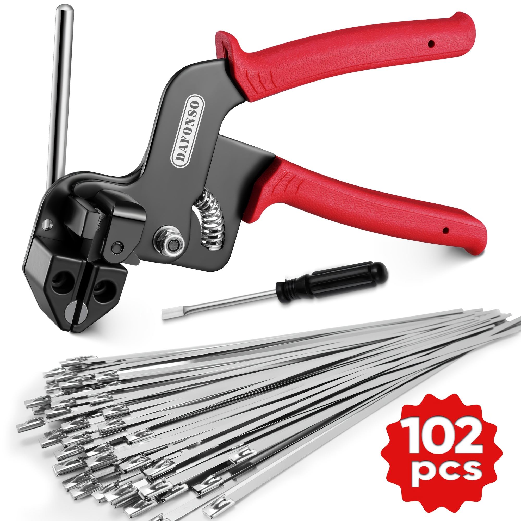 TEMU Stainless Steel Cable Tie Gun Kit - 100pcs 11.8 Inches 304 Heavy Duty Metal Zip Ties (200lbs Tensile Strength/ Uv Resistant) - Suitable For