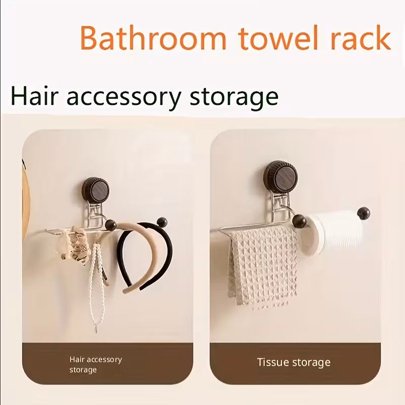 1pc suction cup wall mounted dish towel tissue holder heavy duty stainless plastic no drill rack space saving kitchen bathroom organizer for cling film napkins paper rolls white black Product details 1