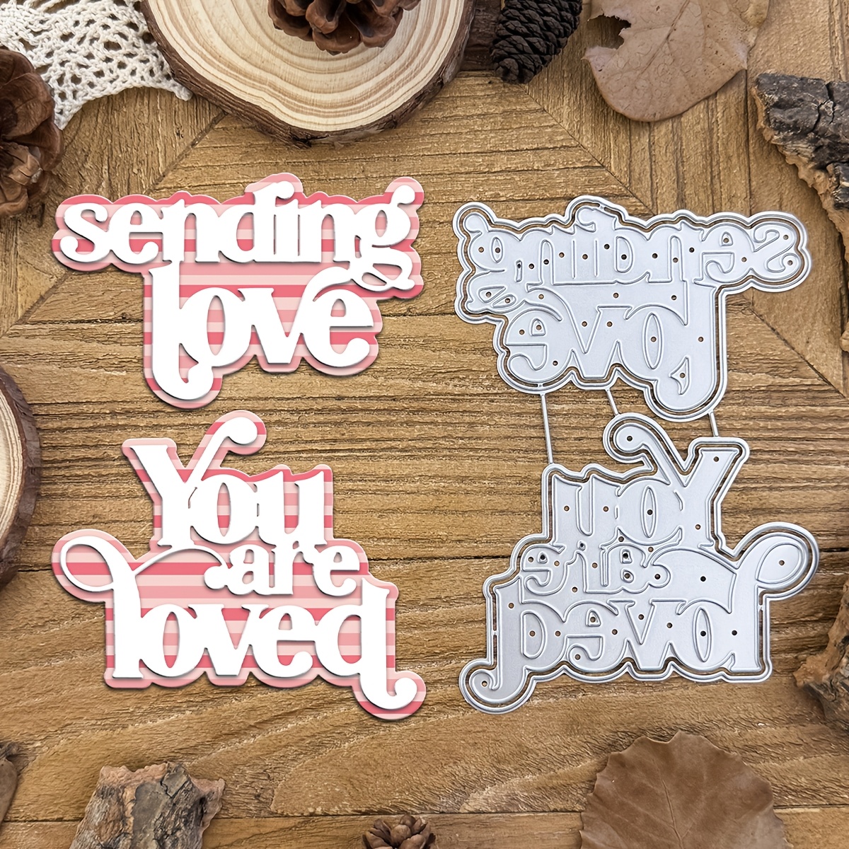 

love Phrases Metal Cutting Dies Set For Diy Scrapbooking, Greeting Cards & Home Decor - Handcrafted Holiday Kit