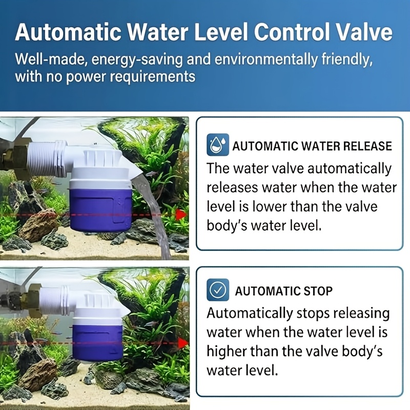 Single-pack 1-inch Float Valve, Automatic Water Level Control Valve, Suitable for Sinks, Water Tanks, Swimming Pools, Ponds, Aquariums, and More