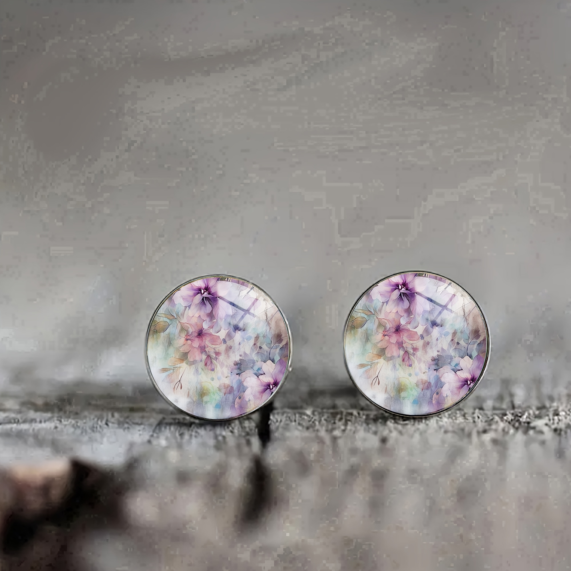 A Pair Of Light Purple Floral Stainless Steel Earrings, Elegant Style For Men And Women, Suitable For Everyday Wear And As A Birthday Gift