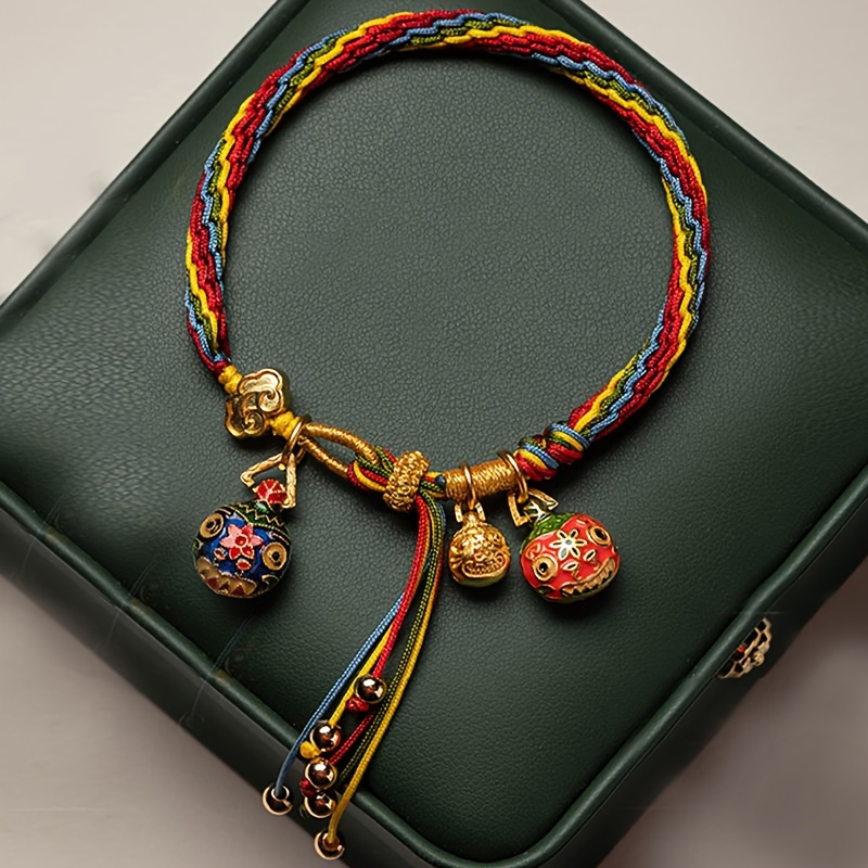   handcrafted colorful braided rope bracelet with chinese wealth attracting   pendant perfect gift for her details 1