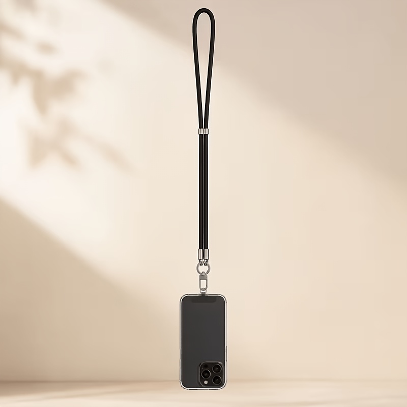 TEMU Cordón para teléfono de 50 cm/19.7 in, correa de cuello de poliéster ajustable con lengüeta de sujeción para teléfono y clip metálico giratorio