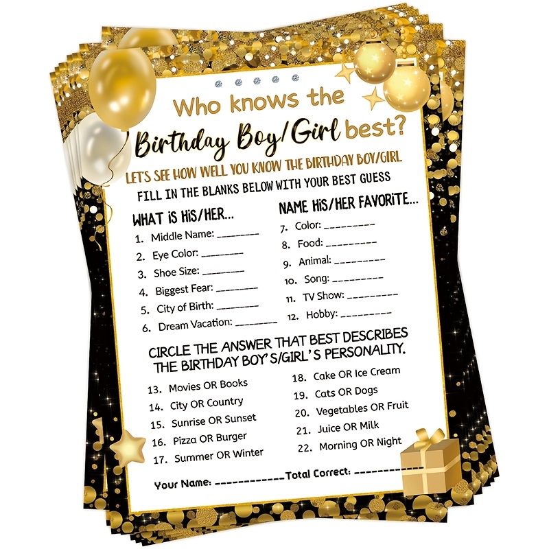 TEMU [party Invitations]20pcs, The Birthday Boy Girl Best Cards, Suitable For Party Activities, Teen Girls And Boys Overnight Parties