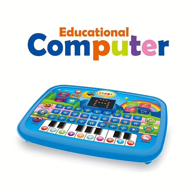 TEMU Kids Multifunctional Tablet With Alphabet, Numbers, Music, Animals And Piano Keys, Educational Toy 3+, Durable Plastic, Battery Operated