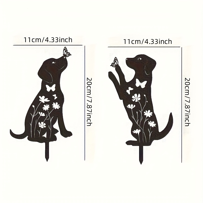 E-shop 【2D Flat】 [2D Flat] 2 Stück Hunde Garten Dekorationen, für Outdoor Welpen Dekorationen Gartenstecker, Schwarze Hunde Silhouette Outdoor Hunde