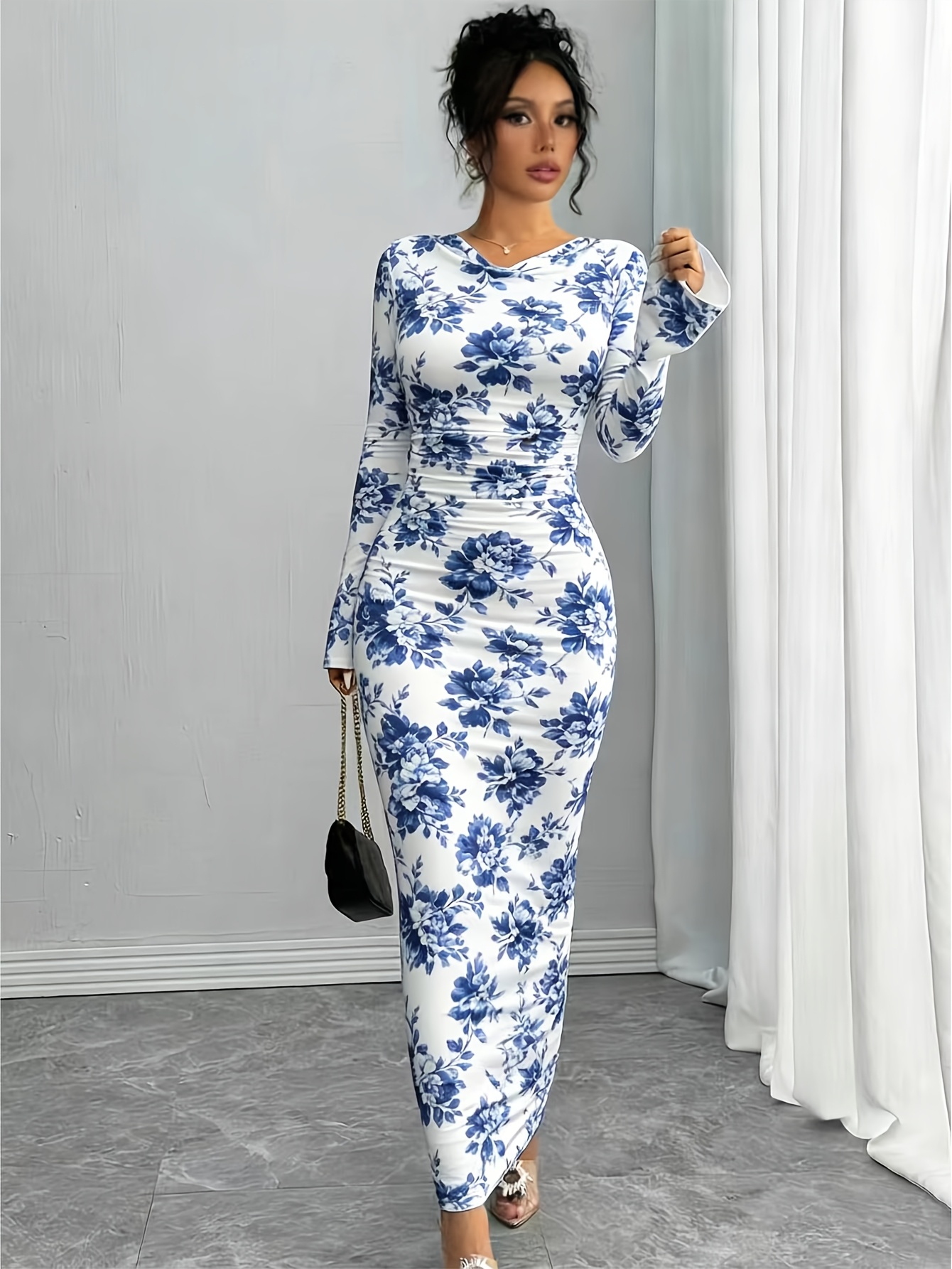 white formal dress philippines Women's Elegant * Sleeve Maxi 97%Polyester 3%Lycra