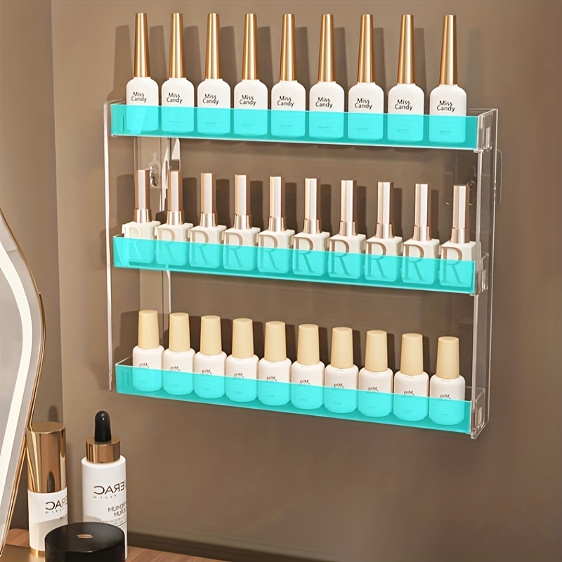 TEMU Acrylic Wall-mounted Display Stand For Gel Nail Polish, Press-on Nails, And Manicure Tools, Nail Polish Storage Box, Utility Racks