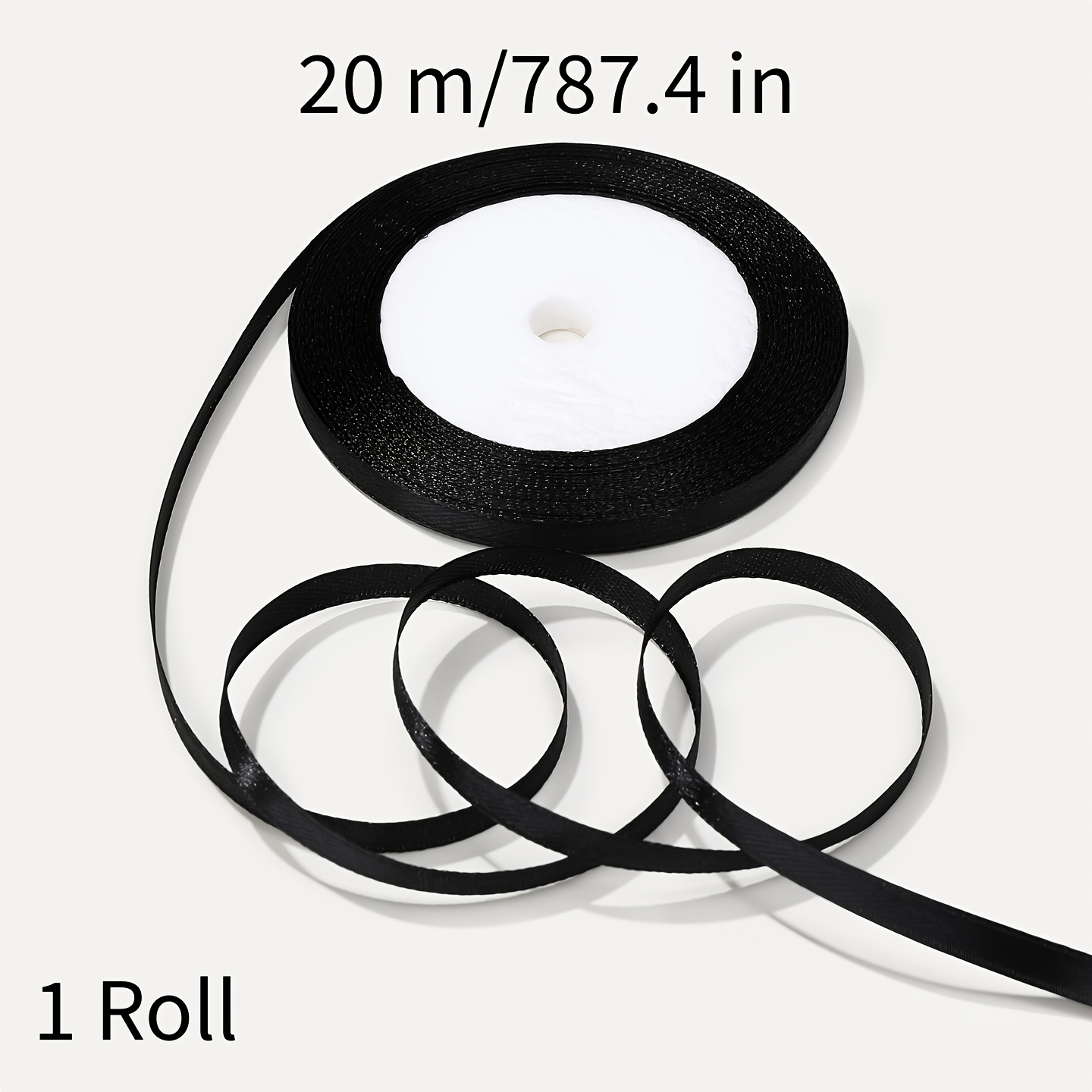 TEMU 1 Rolle/20M Polyester Satinband. Mehrfarbiges, dünnes Band zum Geschenkverpacken, für Haarschleifen, Basteldekoration. Nähen