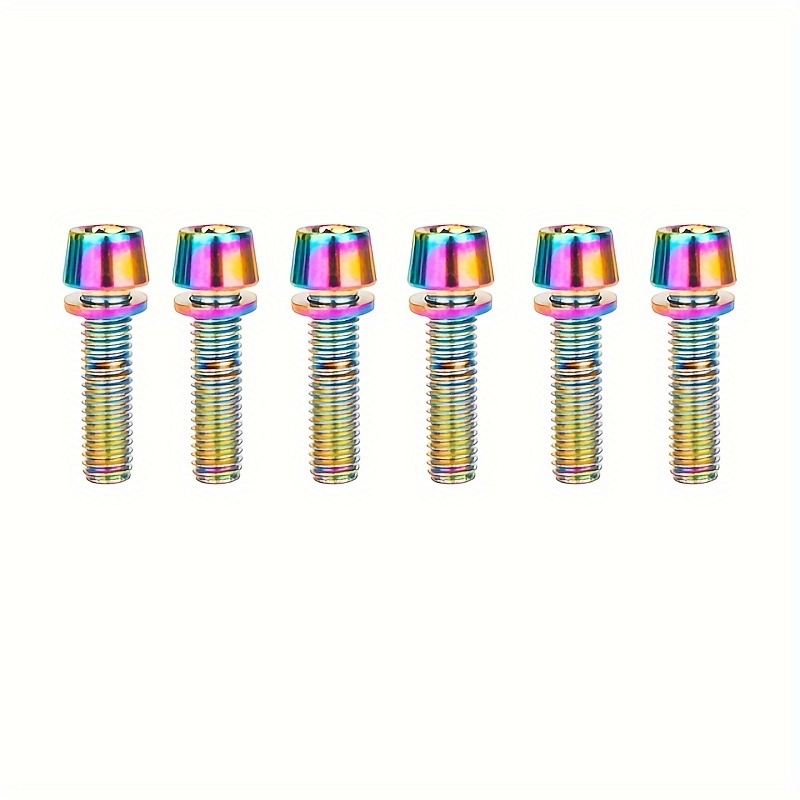 6pcs Handlebar Stem Screws For Bicycles - For Bicycle Bolts High Strength Iron Material Handlebar Screws M5 X 18mm Bolts With Washers For Mountain Bike, Road Bike, Folding Bike