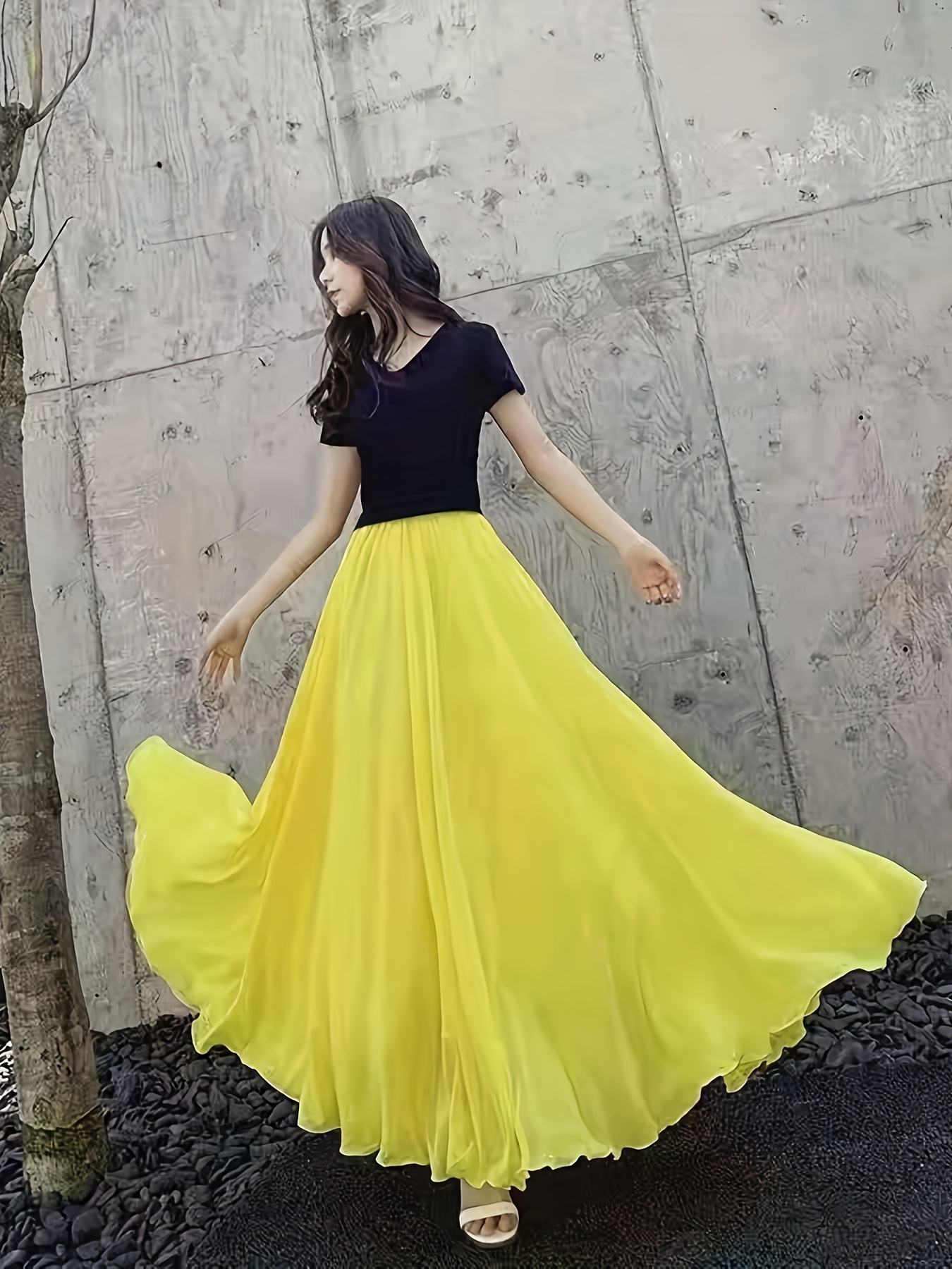ladys half body skirt waist length chiffon long - Temu Italy