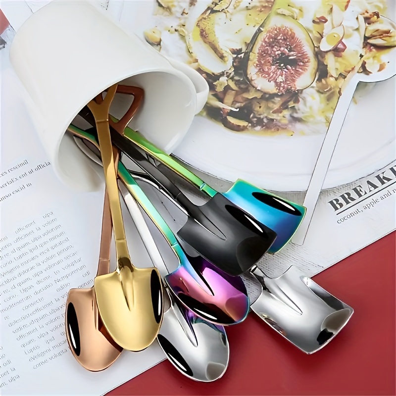 12pcs stainless steel shovel spoons set vintage style for desserts coffee ice cream for home kitchen restaurant use details 9
