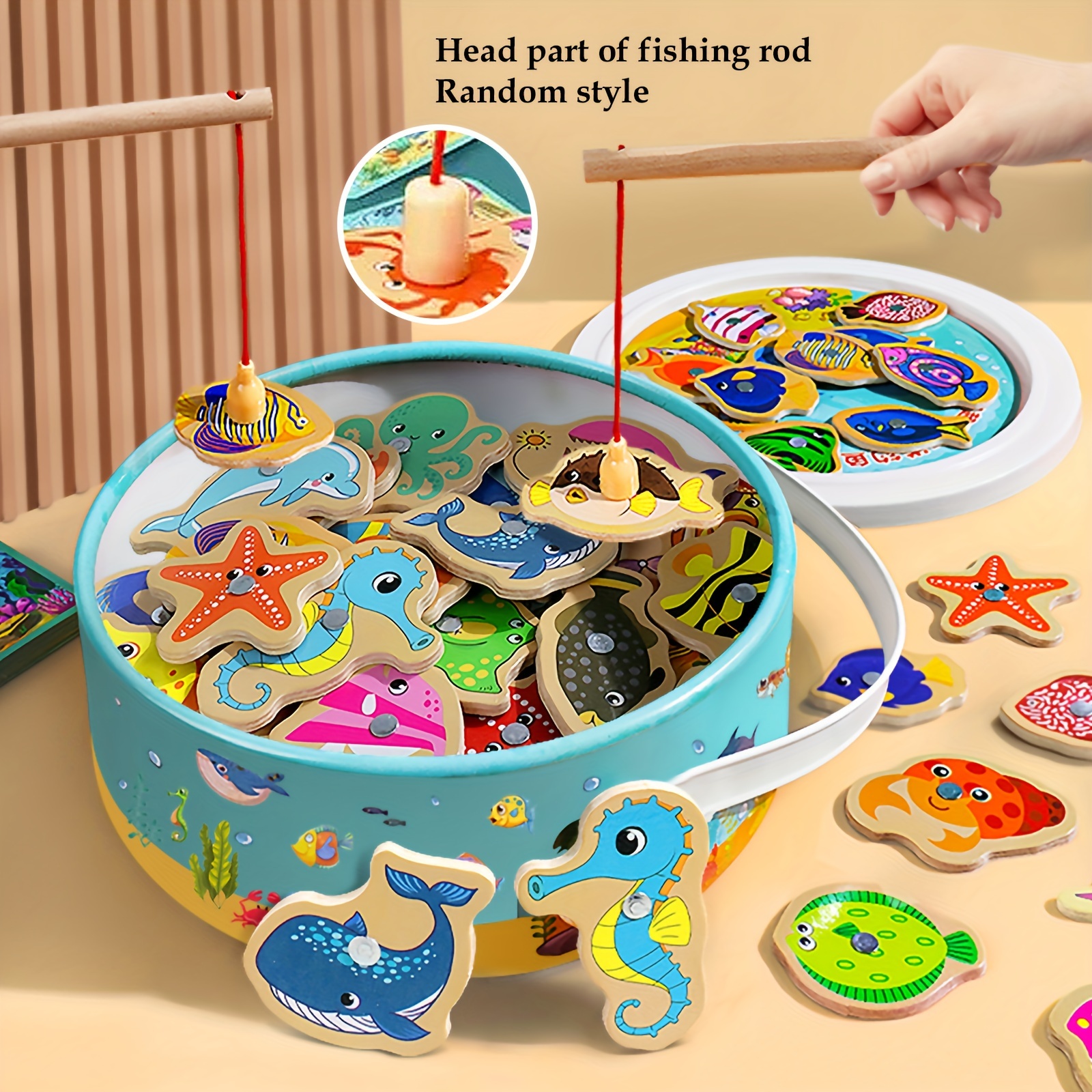 

Wooden Fishing Game Digital Fishing Puzzle - Marine Life Children's Fishing Game Mathematical Education Toys Montessori Materials , Christmas, Thanksgiving Gifts