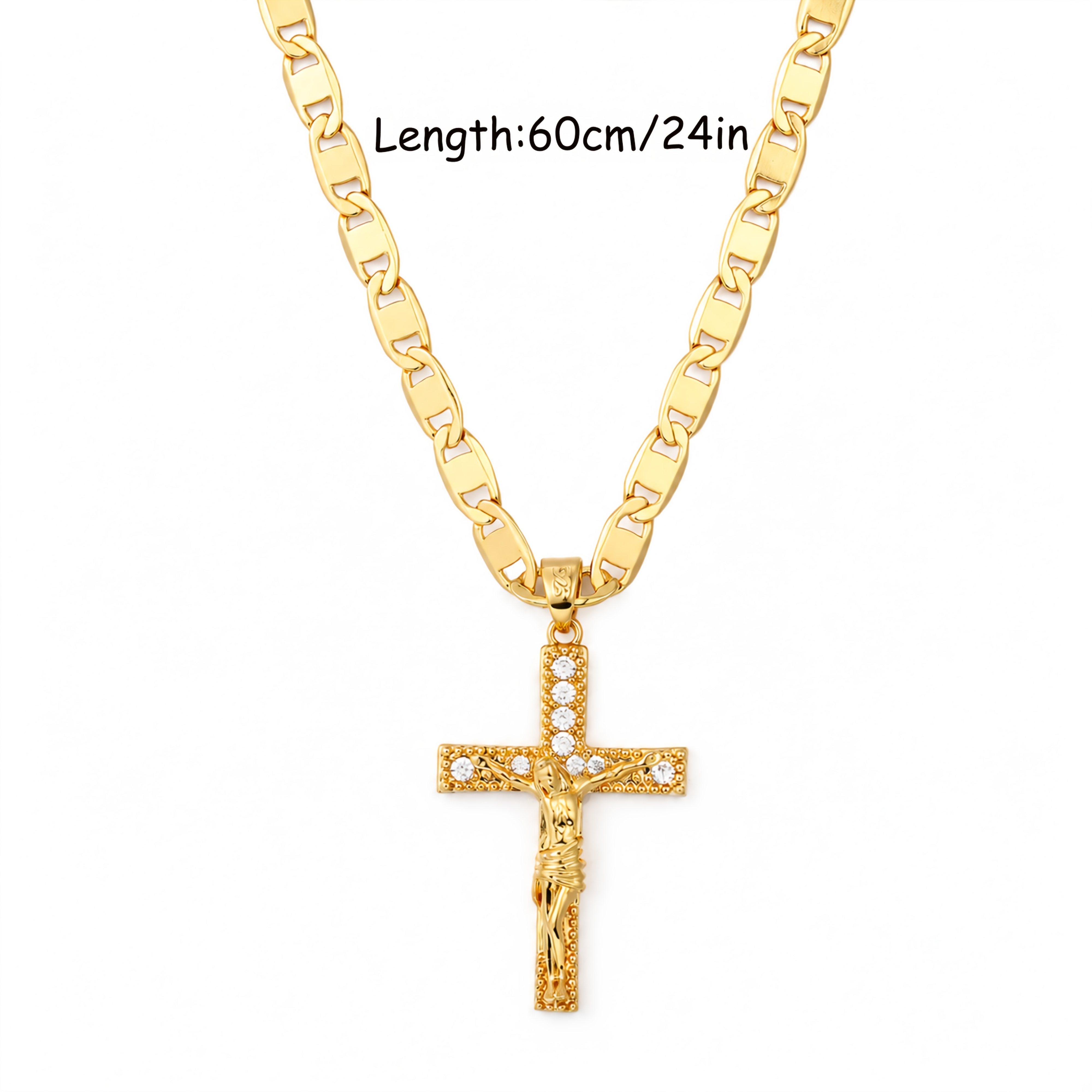 Image of 925 Silver, Golden 5a Zirconia Pendant Necklace, 24-inch Length, Couple Style, Anniversary Gift, Christmas Gift, Father's Day Gift, With Exquisite Gift Box