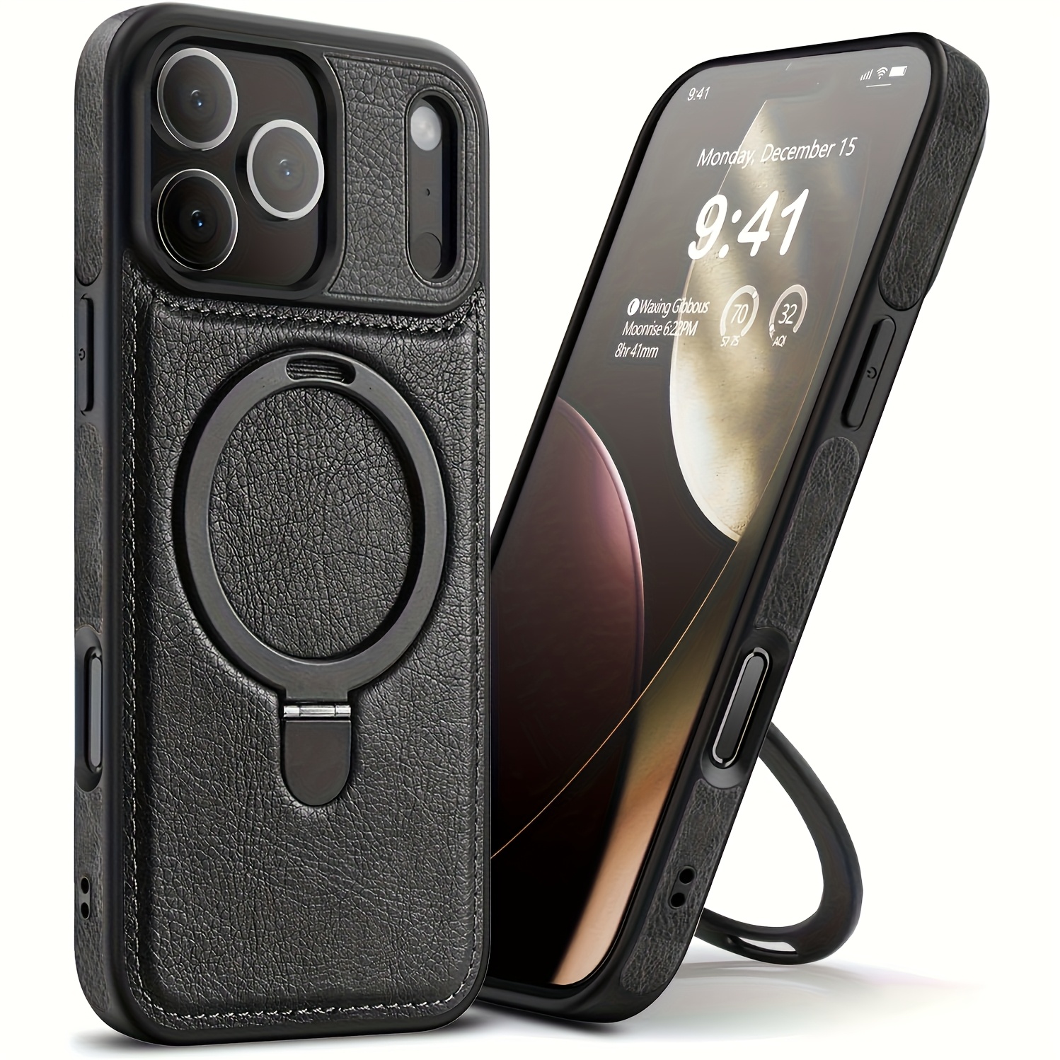 TEMU Phone Case: Case For Iphone 17 & Iphone 18 Series, Premium Synthetic Leather With Soft Comfortable , Anti-scratch, Magnetic Invisible Kickstand