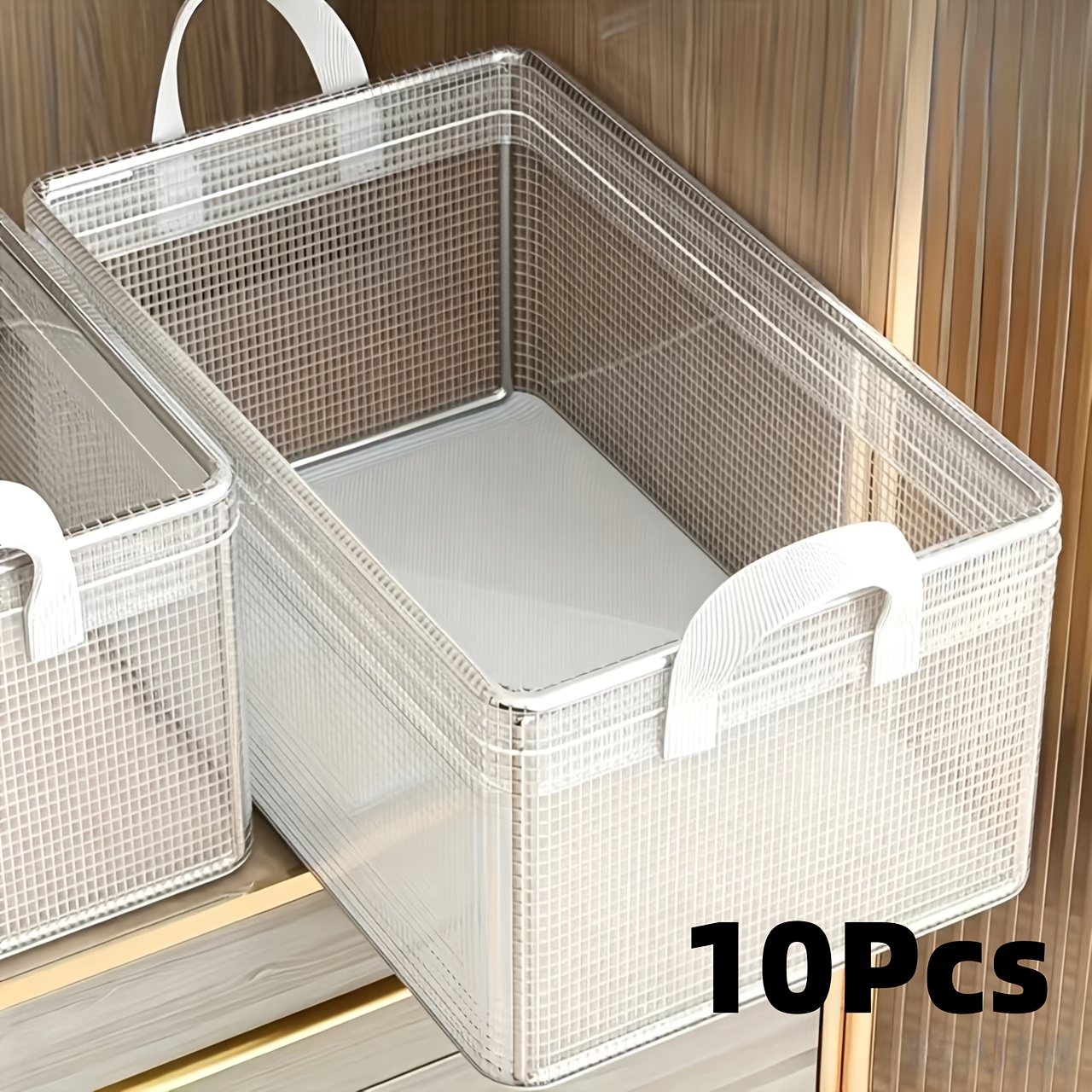 10-pack Waterproof Pvc Foldable Storage Boxes With Bottom Hard Plate - Space- Pants And T-shirt Stacker For Home, Kitchen, Wardrobe, And Underwear Organizer, Under-bed Storage