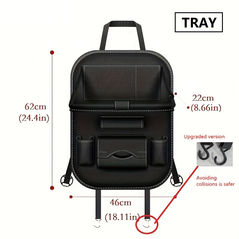 Car Rear Seat Storage Bag, Seat Back Storage Bag, Protective Pad, Tissue Box, Cup Holder, Laptop Desk, Car Meal Plate Stand