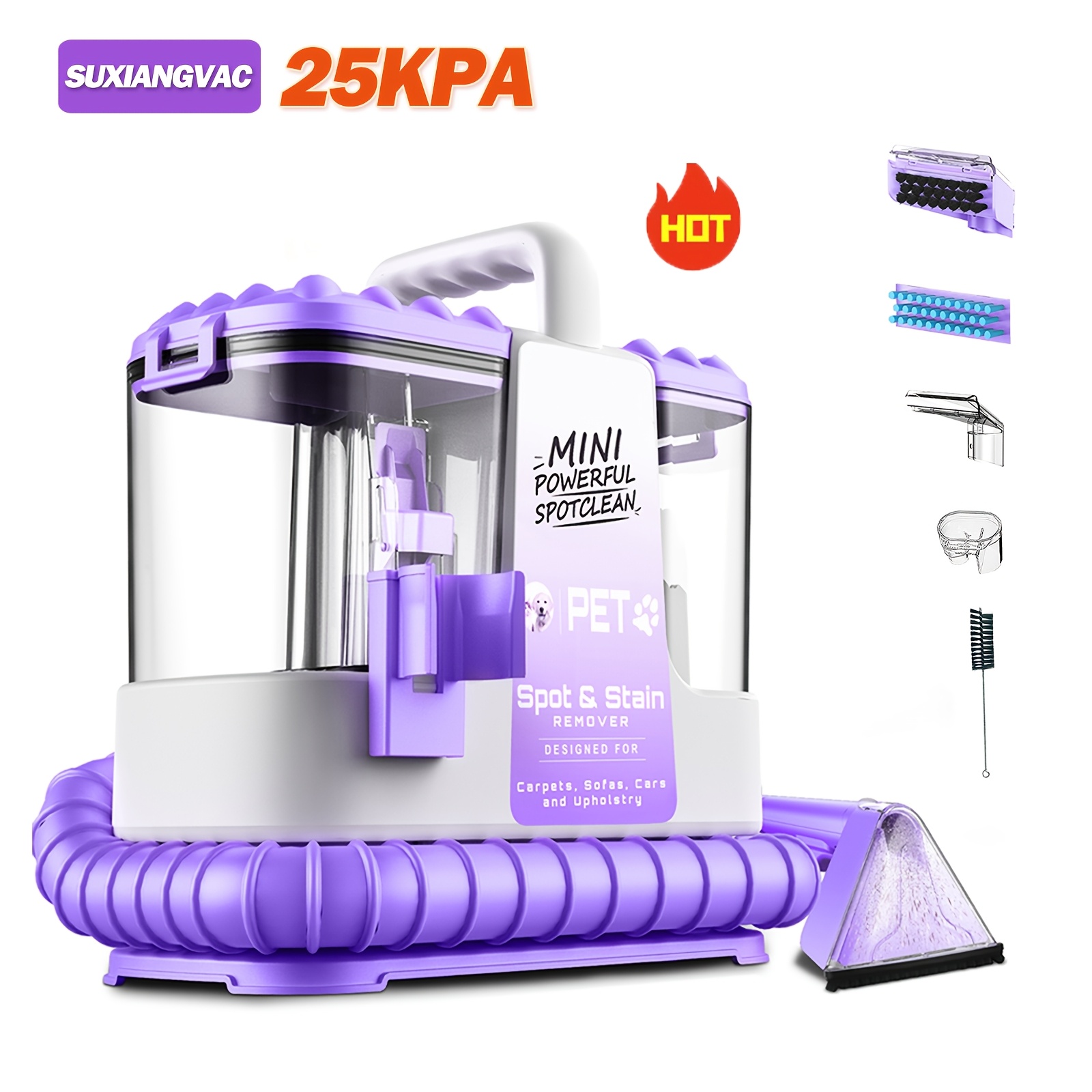 TEMU 20kpa Mini/ Cleaner Machine, Carpet Cleaner With 3 Multifunctional Accessories, Powerful , Lightweight Design, Dual Water Tank Design, Spot And