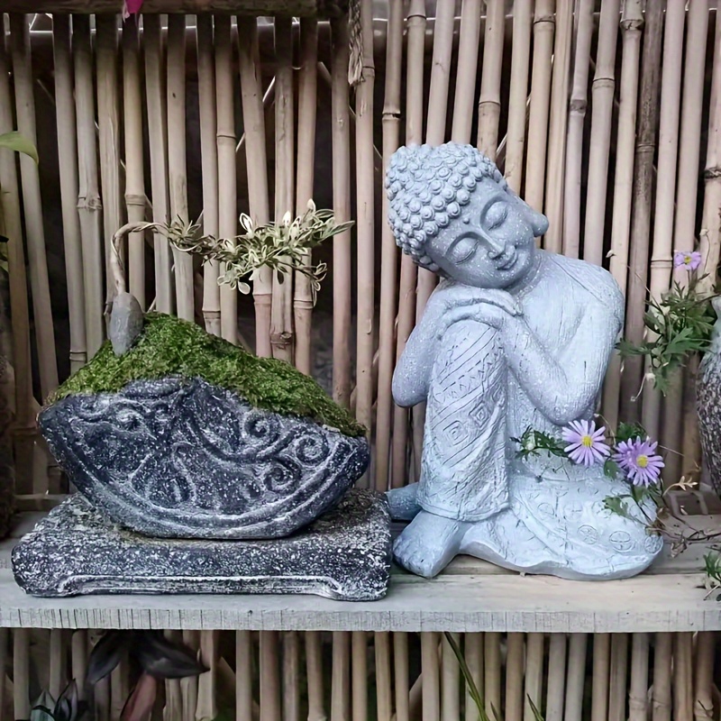 Saim Pagode Garten-Dekoration Aus Harz – Zen-Deko Für Garten, Terrasse & Aquarium | Asiatische Statue 8,5x8,5x10 Cm