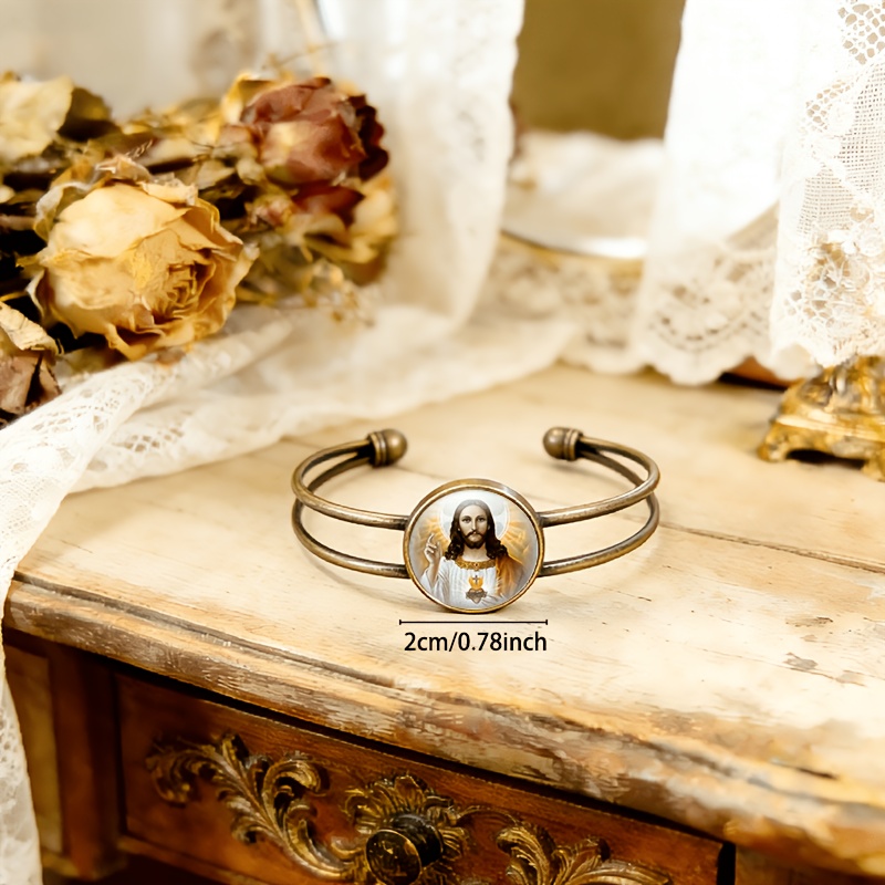 Antique Cyan Double-Layer Adjustable Opening Bracelet, Unique Design