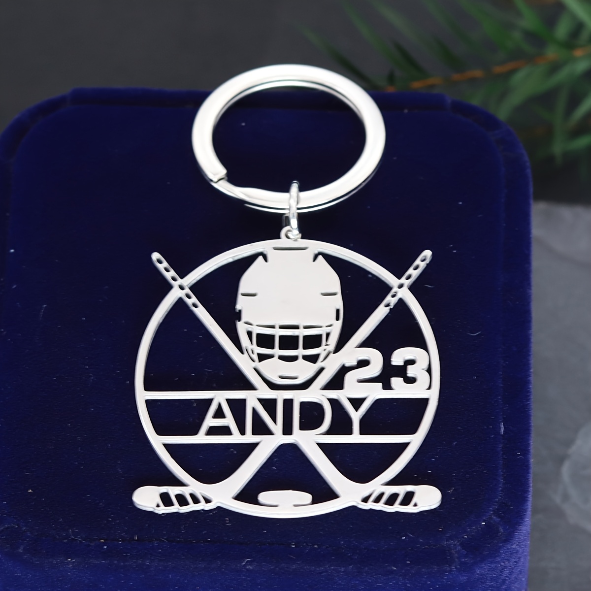 TEMU Personalized Keychain In A Custom Hip-hop Style, From Stainless Steel, Perfect For Ice Hockey Players. A Wonderful Gift For Ice Hockey Club And