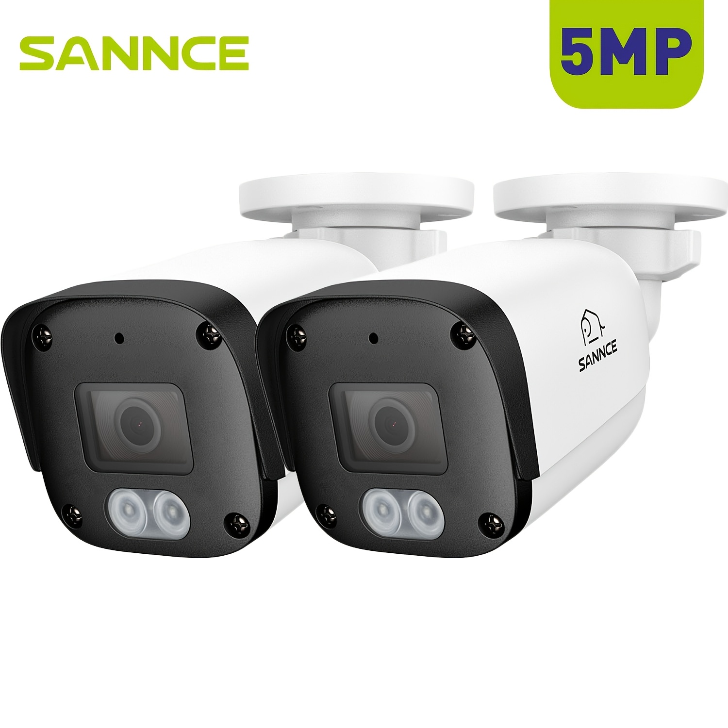 2 Pack #sannce 5mp Poe Security Camera, Human Detection, Ir Night Vision, Built-, Suitable For Home, Office Building, Warehouse, Etc.