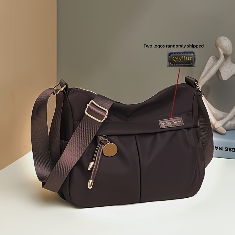 TEMU Women's Crossbody Bag, Fashionable Nylon Fabric, Large Capacity Single Shoulder Bag, Lightweight And Versatile Cloth Bag, Random Logo