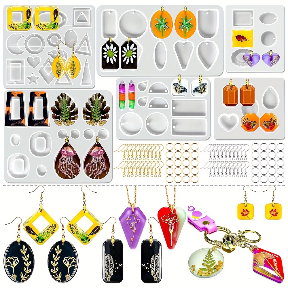 

Kit de Fabrication de Bijoux DIY 86pcs - Moules en Silicone pour Boucles d'Oreilles, Pendentifs & Porte-clés avec Outils de Fabrication en Résine Époxy Cristal