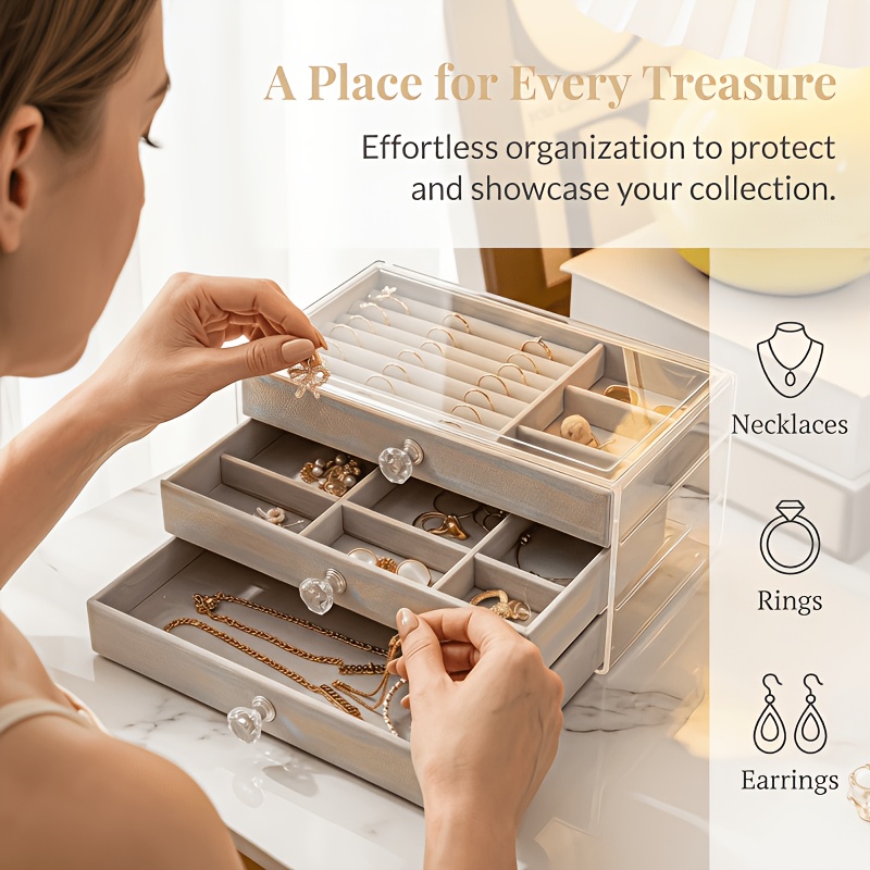 Single-layer Acrylic Jewelry Storage Box, Modern Design