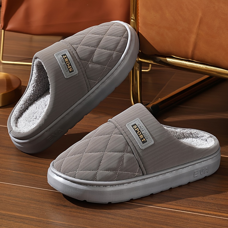 Men'S Winter Slippers - Thick Cushioned Sole Indoor/Outdoor House Shoes with Non-Slip EVA Outsole, Slip-On Warm Footwear for Cold Floors, Soft Fabric Lining - Available in Black, Brown, Navy, Gray - Ideal for Home, Office, Travel - Durable Winter Footwear for Big & Tall Men, Plush Interior Design, Durable Traction Sole, Men Slipper For Men, Slipper For Men, Slipper Men, Men Slipper, House Slipper For Men, Shoe For Men, Hausschuhe Herren